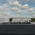 Modern Road Infrastructure Featuring Underpass Vehicles Street Lamps Crosswalk And Overpass