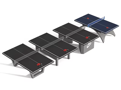 Durable Table Tennis Tables As Sports Equipment With Black Tops And Stable Frames 3d model