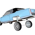 Classic Blue Car With Large Silver Wheels Brown Interior And Sleek Design 3d model