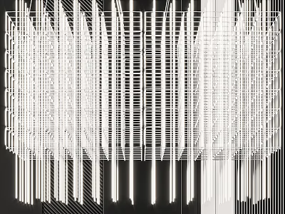 Elegant Modern Chandelier with White Slender Lines and Geometric Structure on Black Background 3d model