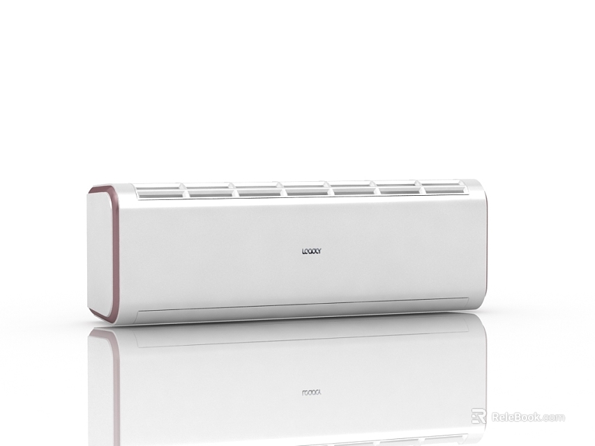 Modern White Wall Mounted Air Conditioner With Red Accent For Daily Home Use 3d model 