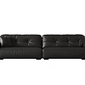 Modern Black Leather Two Seater Sofa With Tufted Back Armrests And Cushions 3d model