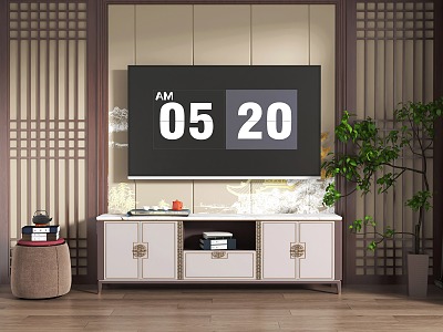 New Chinese TV Cabinet Combination LCD TV Finished TV Cabinet TV Cabinet Decoration 3d model