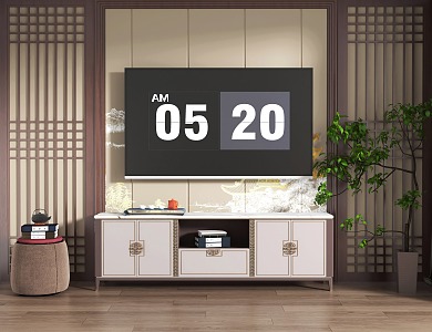 New Chinese TV Cabinet Combination LCD TV Finished TV Cabinet TV Cabinet Decoration 3d model