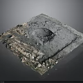Rough Textured Square Ground Component With Holes And Stone Fragments