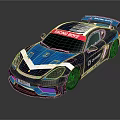 Blue Racing Car With White Stripes Racing Team Livery And ProForm Logo