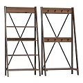 Wooden Storage Shelving Units With Black Metal Frame Multiple Layers And Hooks
