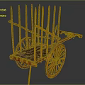 Ancient Wooden Cart With Vertical Rails And Large Spoked Wheels