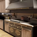 Modern Light Wooden Kitchen Cabinets With Stove Sink Countertop And Range Hood