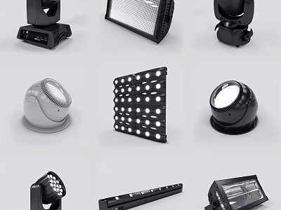 Various Modern Decorative Lights with Spotlights Panels and Sphere Designs 3d model