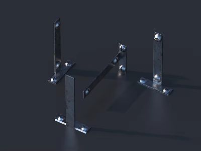 Sturdy Steel Brackets With Bolted Base And Metal Supports For Furniture 3d model