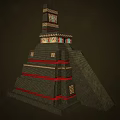 Ancient Architecture Intricate Pyramid Structure With Multiple Tiered Steps Red Decorative Bands And Top Tower 3d model