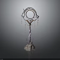 Artistic Decorative Sculpture With Circular Ring Vine Like Structure And Hanging Pendants