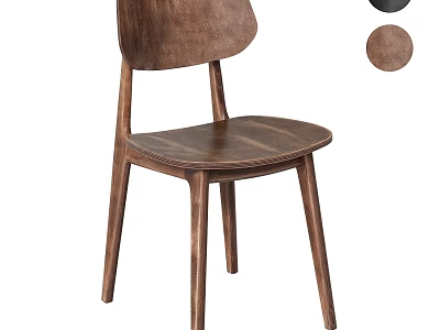 Modern Wooden Dining Chair With Simple Design And Brown Black Color Options 3d model