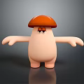 Mushroom Shaped Doll With Orange Cap Light Pink Body Simple Eyes And Outstretched Arms
