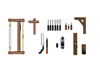 Modern Tools Traditional Woodworking Tools 3d model