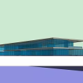 Modern Public Building With Long Span Sloped Roof And Glass Facade