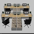 Multiple Office Desks with Partitions Computers Green Plants and Office Chairs 3d model