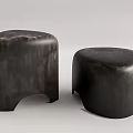 Two Black Curved Modern Side Tables With Smooth Surfaces And Contemporary Design 3d model