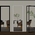 Elegant Modern Hinged Doors Interior With Various Glass Panels And Frames 3d model