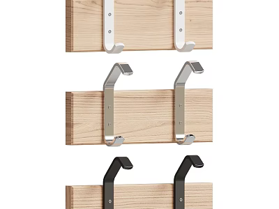 Modern Wooden Decorative Cabinet With Metal Hooks Wall Mounted Three Tier Design 3d model