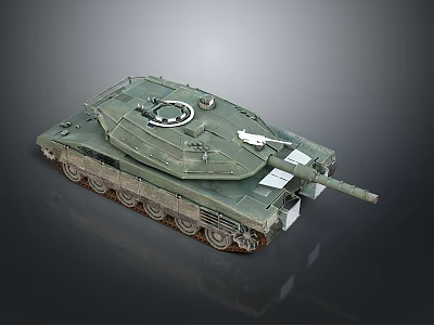 Green Modern Military Tank With Turret Cannon Tracks And Armored Design 3d model