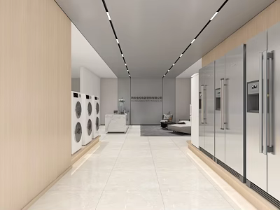 Modern Public Office Space Interior With Open Layout Desks And Recessed Lighting 3d model