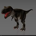 Tyrannosaurus Rex Dinosaur Model With Open Mouth Sharp Teeth Red Eyes And Brown Spotted Skin