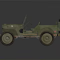 Vintage Green Military Jeep Featuring White Star Emblem Open Top And Classic Off Road Tires