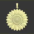 Golden Sunflower Shaped Pendant Fashion Accessory With Detailed Petal Design