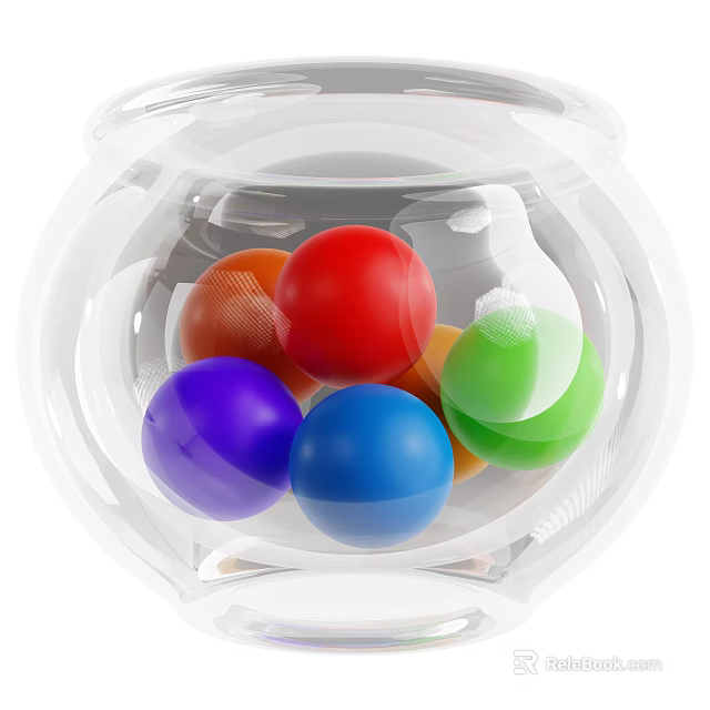 Colorful Decorative Ornament Set With Transparent Glass Jar And Multicolored Balls 3d model 