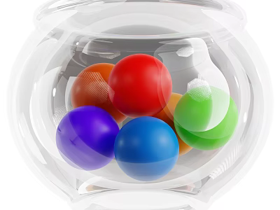 Colorful Decorative Ornament Set With Transparent Glass Jar And Multicolored Balls 3d model