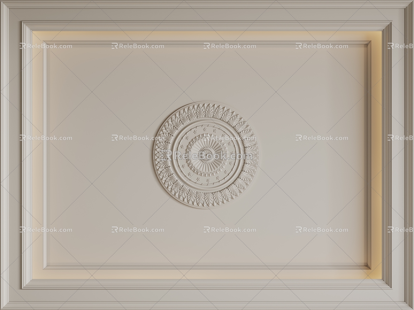 French ceiling French lamp panel French carved lines 3d model