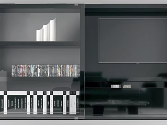 Modern TV Background Cabinet TV Cabinet Bookcase Combination 3d model