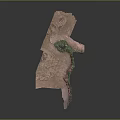 Detailed 3D Terrain Model Featuring Red Rock Formations And Green Vegetation Areas