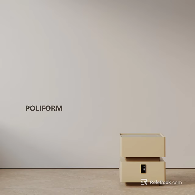 Poliform Modern Bedside Table With Two Stacked Beige Boxes Design 3d model