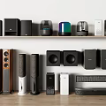 Modern Audio Speakers Collection With Various Types And Sleek Modern Designs 3d model