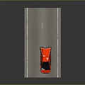Stylish Red Sports Car Driving On Asphalt Road With White Stripes
