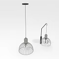 Modern Pendant Lighting Combinations with Wire Mesh Shades and Black Suspension Rods