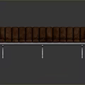 Brown Cushioned Striped Bench With Silver Metal Frame For Modern Interior Design
