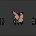 Fashionable Black Shoes Display With Pink Leg Models And Multiple Pairs Arrangement