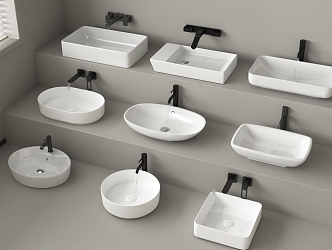 Modern wash basin wash basin counter basin faucet 3d model