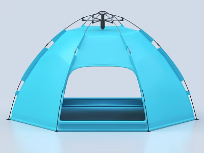Blue Dome Tent Open Entrance Design For Outdoor Camping Activities 3d model