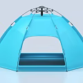 Blue Dome Tent Open Entrance Design For Outdoor Camping Activities