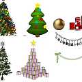 Festive Christmas Ornament Decorative Set With Trees Balls Socks Gifts And Ribbons
