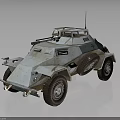 Vintage Military Vehicle With Open Top Machine Gun Green Cross And Off Road Tires