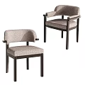 Modern Upholstered Dining Chairs With Wooden Legs And Armrest For Home Decor