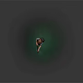 Cartoon Female Character Holding Rifle in Dark Background with Green Biological Stains