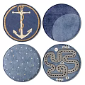 Round Carpets with Anchor Pattern Blue Dots and Maze Design Details 3d model