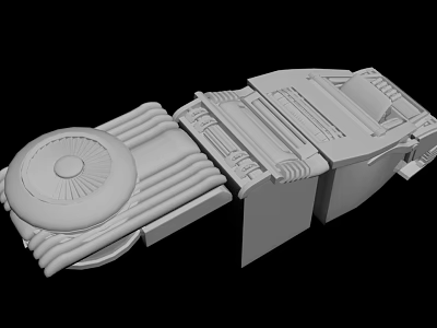 3D Rendered Industrial Mechanical Part With Circular Elements And Striped Structures 3d model